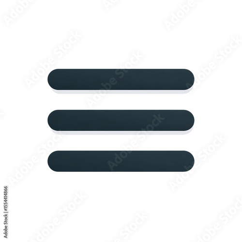 Hamburger menu icon three horizontal lines flat minimal UI symbol isolated on transparent background