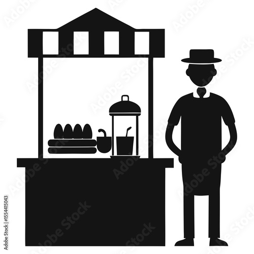 Vector illustration of a vendor in a restaurant