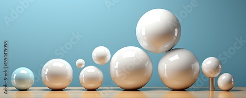 Reflective Spheres on Gradient Background, Minimalist 3D Render