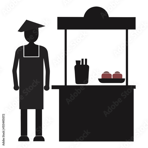 Vector illustration of a vendor in a restaurant