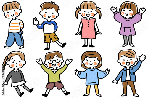 こどもたちの全身イラストセット①