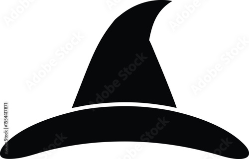 Halloween hat silhouette, Black Witch Hat Silhouette Illustration, Halloween icon