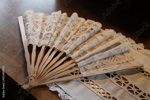 Wallpaper Mural A Lace Material Ladies Fan with Wooden Stays. Torontodigital.ca