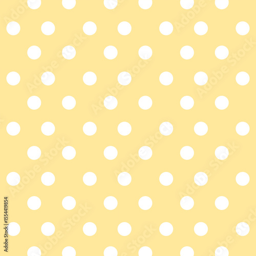 Yellow polka dot background.Vector seamless pattern with white polka dots on a yellow background.