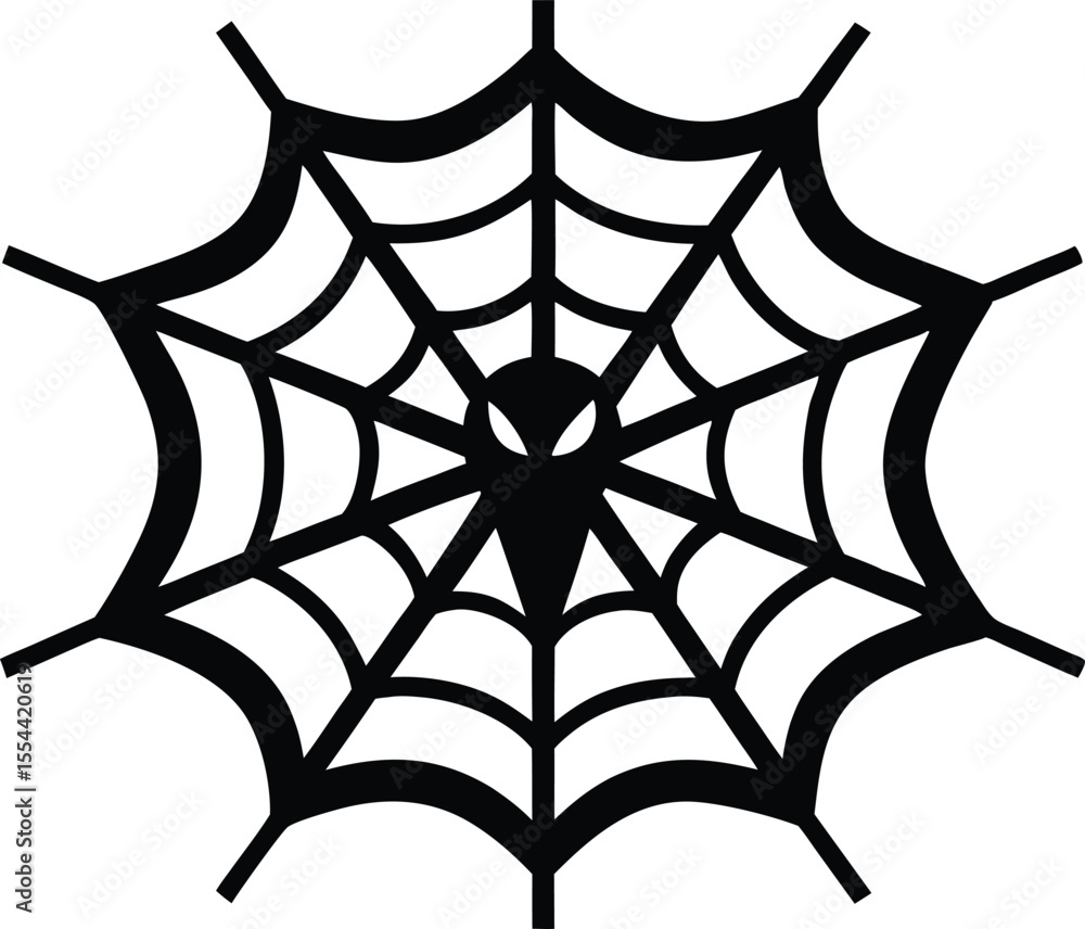 Fototapeta premium Halloween spider web hanging black silhouette vector illustration