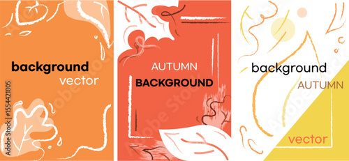 Autumn backgrounds with leaves for shopping sale or promo poster and web banner or social media. Autumn background design with watercolor brush texture, botanical leaves watercolor hand drawing.