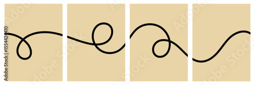Set of color abstract banner with curvy line and motivational phrase. Background with scribble squiggle. Wave line art . Vector Illustration . 