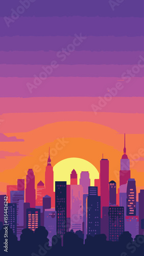 Sunset City Skyline