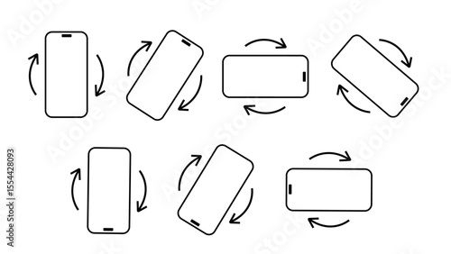 Mobile phone screen rotate arrow icon animation with alpha background.Device rotation symbol.Rotate Mobile phone. Turn your device. Rotate phone line icon vector illustration in transparent background
