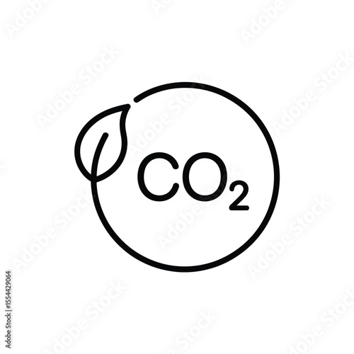 Carbon dioxide co2 symbol with green leaf icon representing environmental sustainability