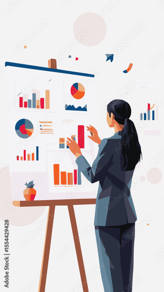 Woman Presenting Graph Woman Presenting Graph