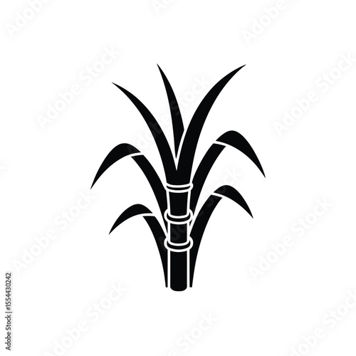 Stylized silhouette of a sugarcane plant with broad leaves