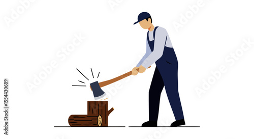 A Lumberjack Chopping Wood A Vigorous Display of Strength and Skill