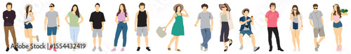 group of people in summer cloths full isolated 
