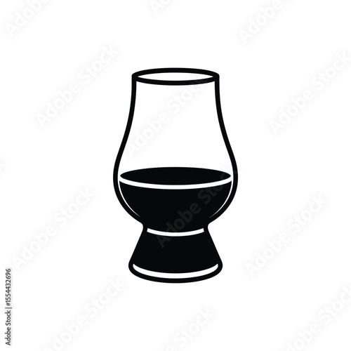 Black and White Silhouette of a Glencairn Whisky Glass