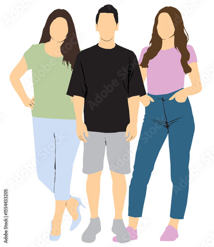 people in summer cloths full length vector