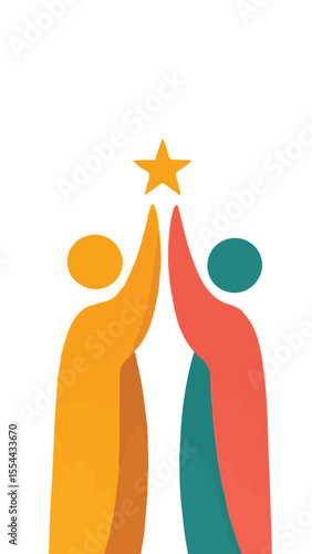 Two People High-Fiving with Star