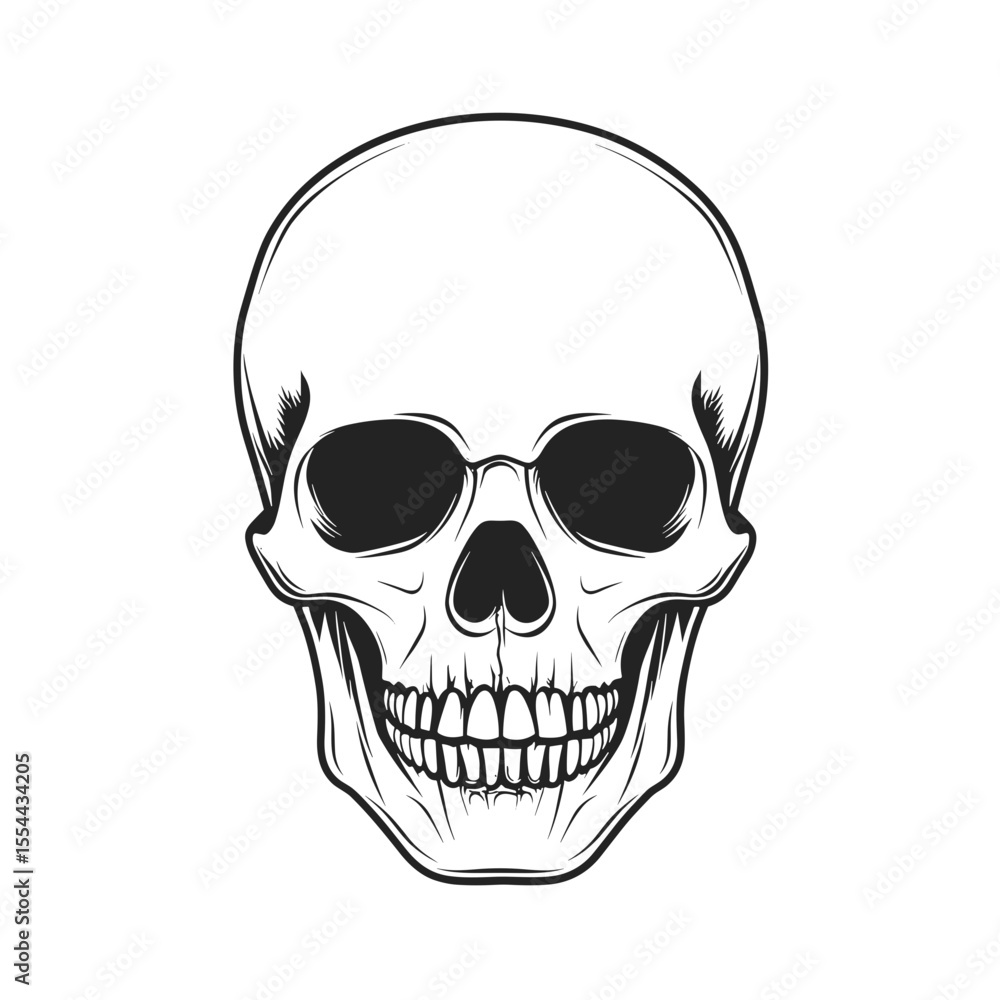 Fototapeta premium Spooky Halloween icons in black and white line style, themed set