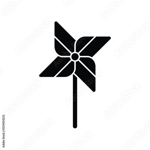 Black Silhouette of a Pinwheel Toy on a White Background