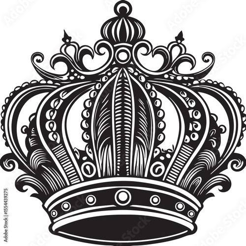 Ornate black crown detailed regal design white