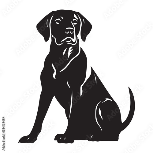 labrador retriever Dog black silhouette vector, Simple silhouette Design vector icon with white background