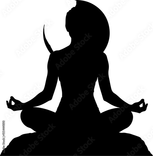 silhouette of a woman meditating