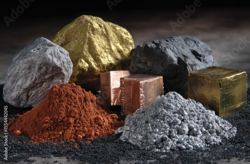 A vibrant assortment of natural ores and processed metals for diverse industrial applications.