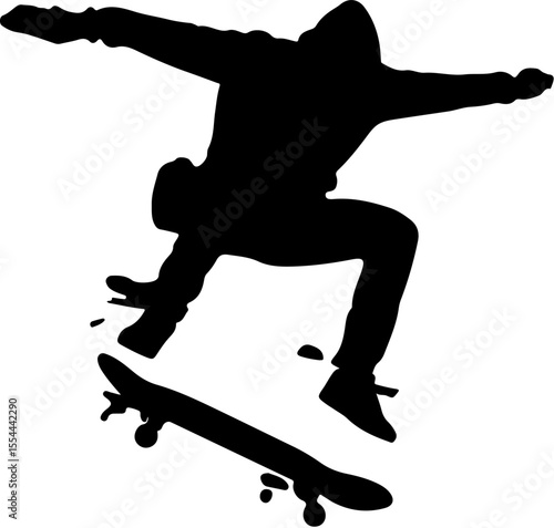 silhouette of a skateboarder jumping