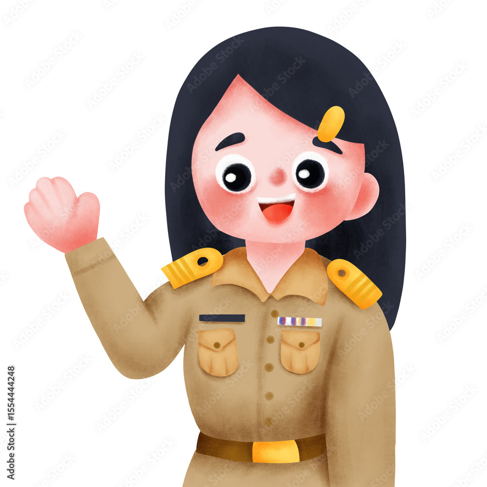Fototapeta premium Female Thai Teacher Waving Hand