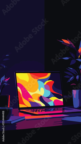 Laptop in Dark Room