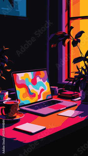 Laptop in Dark Room