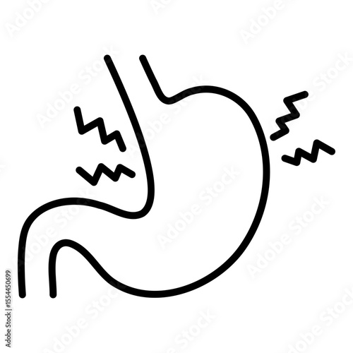 Stomach ache icon, symbolizing abdominal pain, digestion issues, and gastrointestinal discomfort.