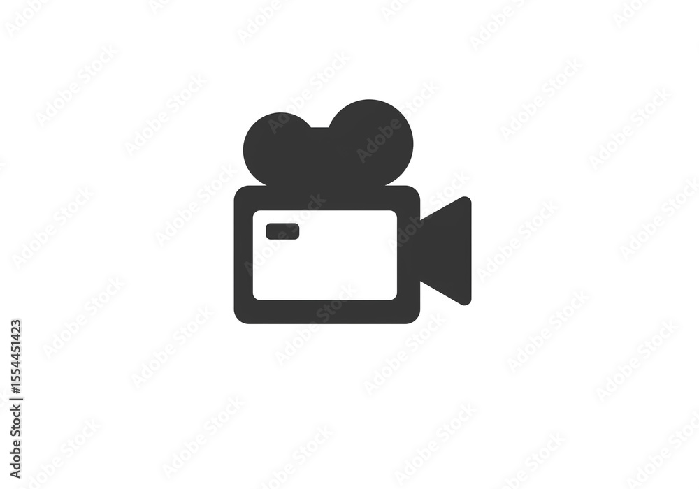 Fototapeta premium Illustration of a black camera with a white screen and rounded top on a white background