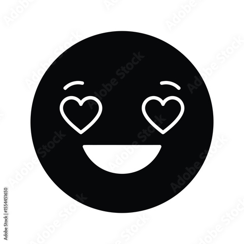 Free Download In love emoticon black and white heart eyes smiley happy love emoji vector illustration - GFXLoad