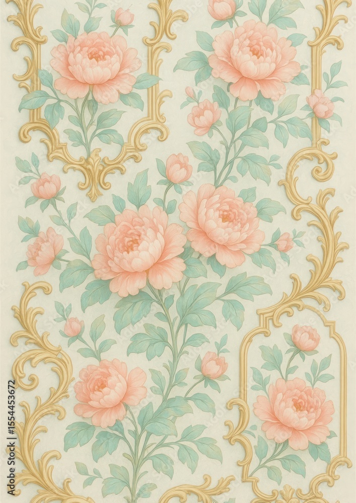 custom made wallpaper toronto digitalElegant floral vintage wallpaper design.