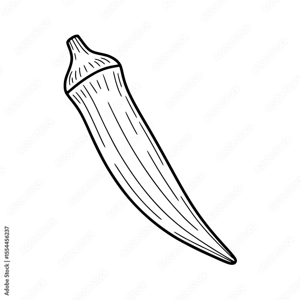 Obraz premium Line art illustration of an okra vegetable