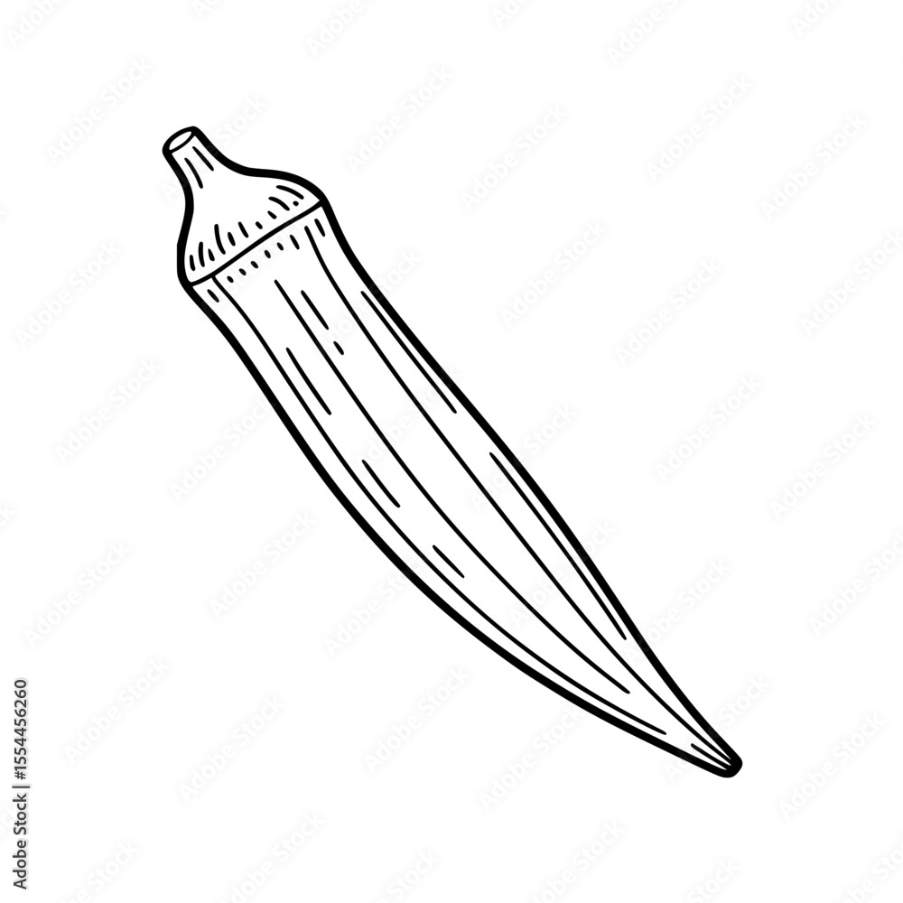 Obraz premium Line art illustration of an okra vegetable