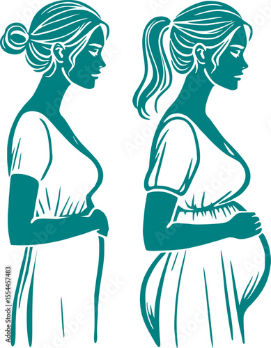 pregnant woman silhouette, Stages of Pregnancy Side Profile