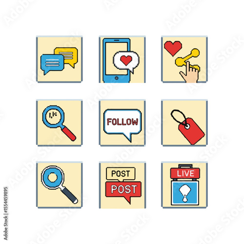 Social media icon set in vibrant colors