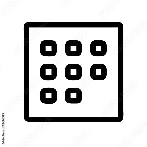 Black outline icon of a numeric keypad grid, representing PIN code input, password entry, ATM interface, or secure digital authentication.
