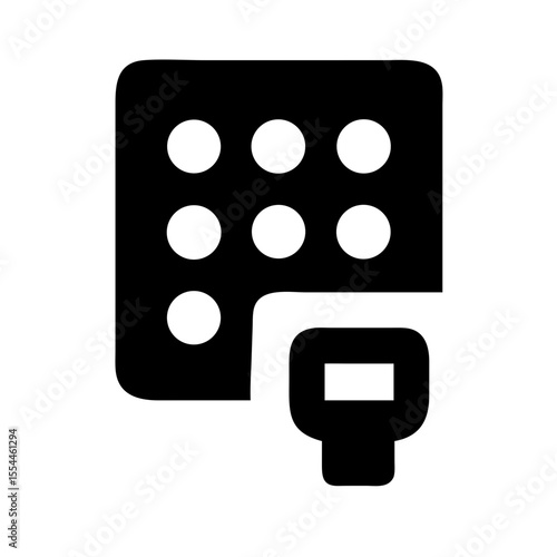 Black icon of a numeric keypad with a confirmation button, representing PIN entry, secure login, ATM access, or digital authentication systems.
