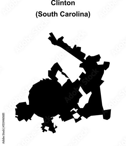 Clinton (South Carolina) blank outline map