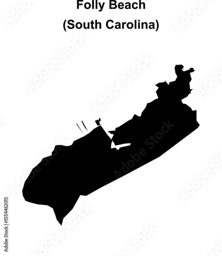 Folly Beach (South Carolina) blank outline map