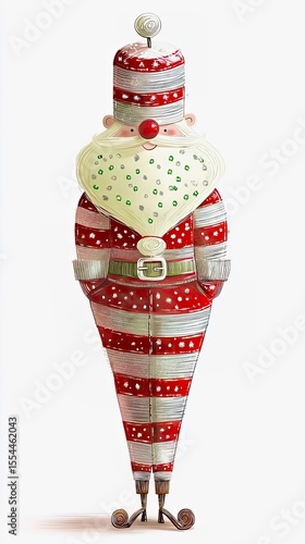 Festive Red and White Striped Christmas Character with Snowflakes
