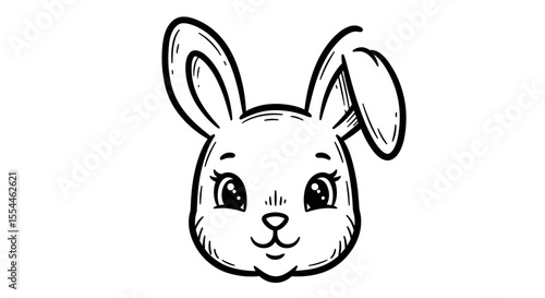 Cute bunny head vector illustration for kids' designs in hand drawn style