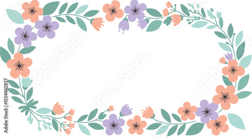 Floral frame border vector illustration design for cards posters in flat style