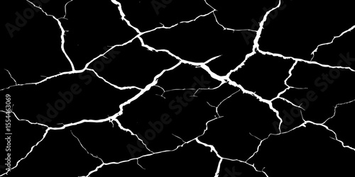 Generate an image depicting a high-contrast texture of a surface with luminous, branching cracks against a deep, dark, or black background. The cracks should appear to glow or be brightly highlighted.