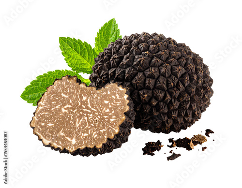 Black truffle isolated on transparent background