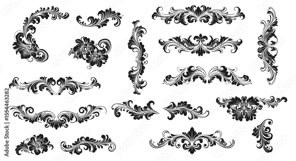 Obraz premium Ornamental design elements vector illustration: elegant floral baroque style for decorative use
