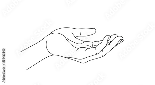 Open hands gesture vector illustration - minimalist line art for design and decoration